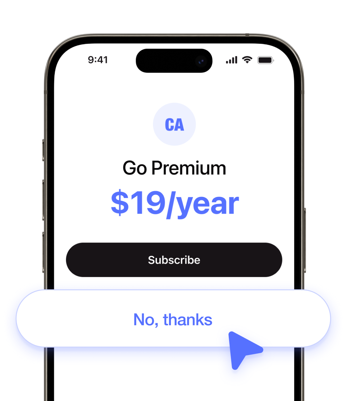 iPhone showing paywall interface